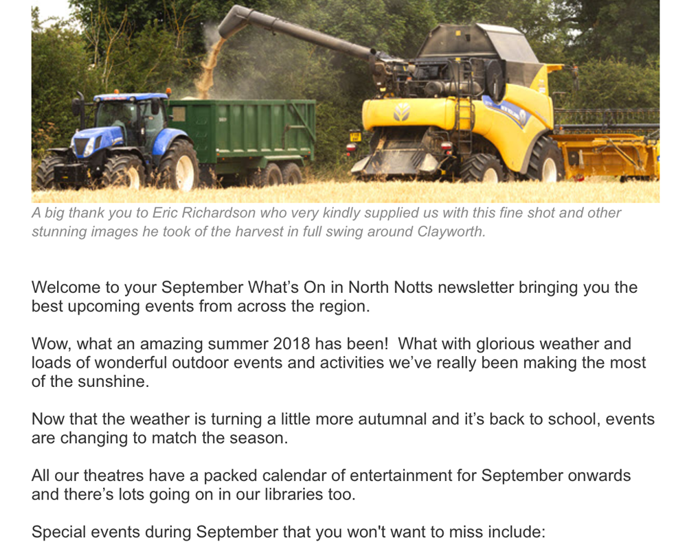 september 2018 whats on in north notts events newsletter intro2