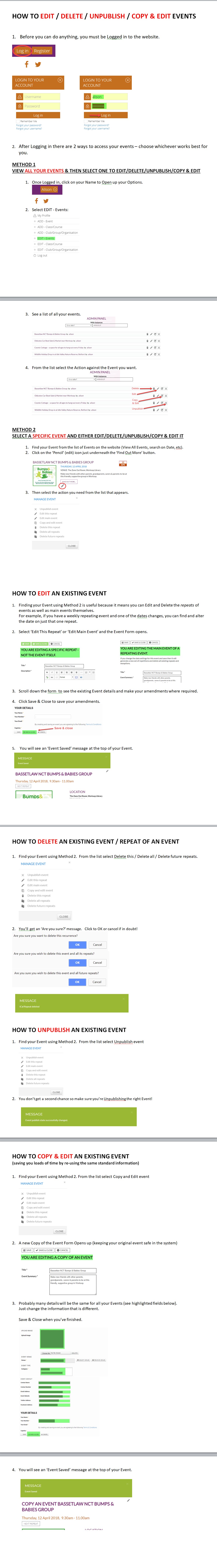 8.  EVENTS - How do I Amend, Delete, Unpublish or Copy-Edit an Event?